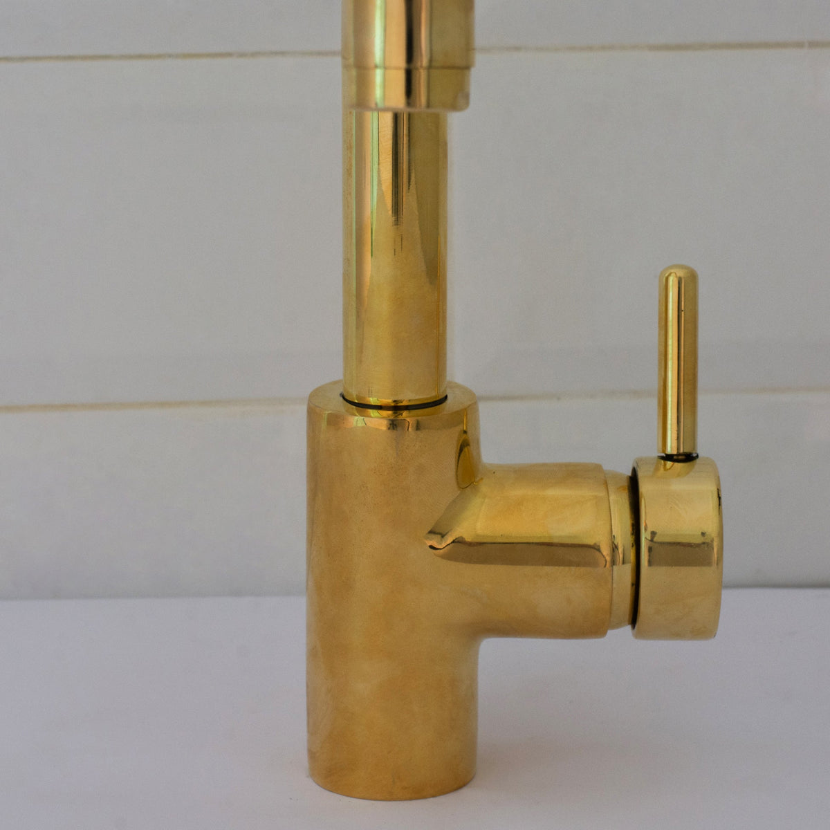 Unlacquered Brass Mixer Faucet, Single Hole Faucet Lever Handle Tap, Compact Faucet For Bathroom, Brass Short Faucet - Insideast