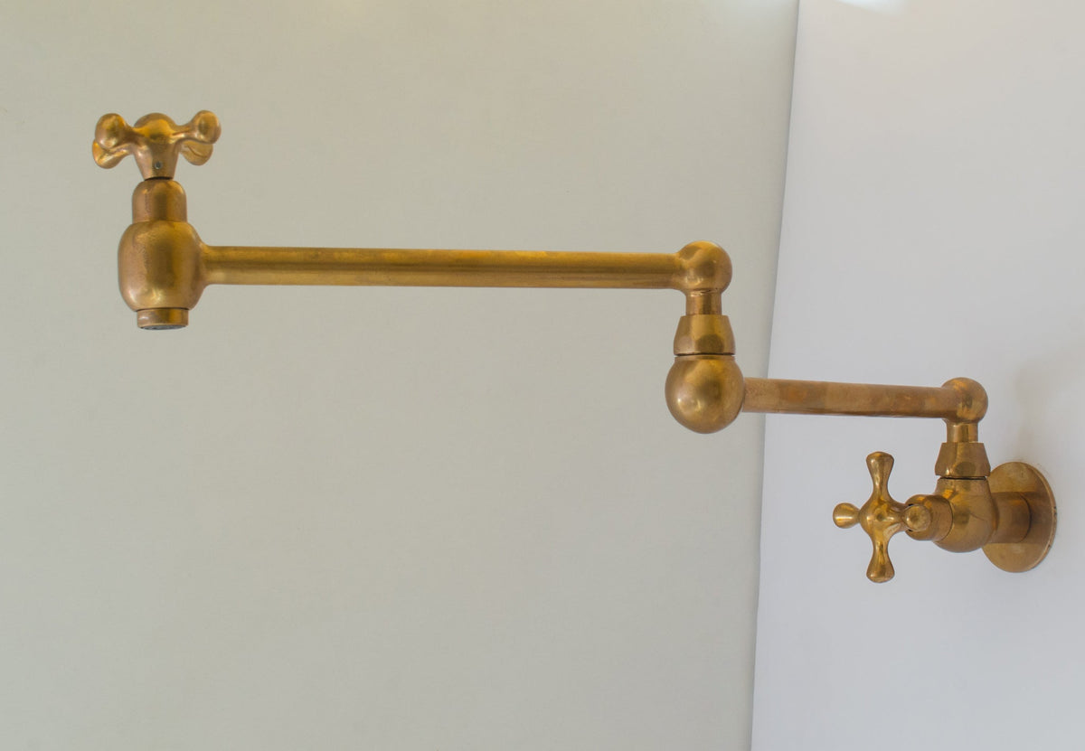 Unlacquered Brass Pot Filler, Kitchen Faucet, Aged Brass Faucet, Stove Faucet - Insideast