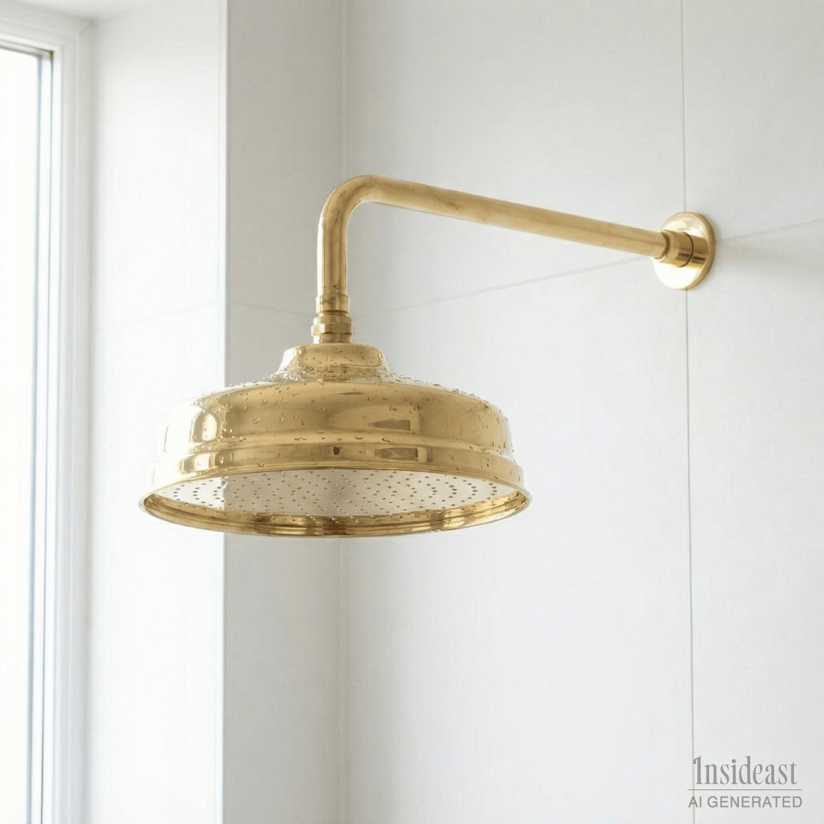 Unlacquered Brass Rain Shower Head | 12" Round - Insideast