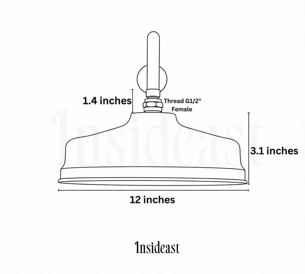 Unlacquered Brass Rain Shower Head | 12" Round - Insideast
