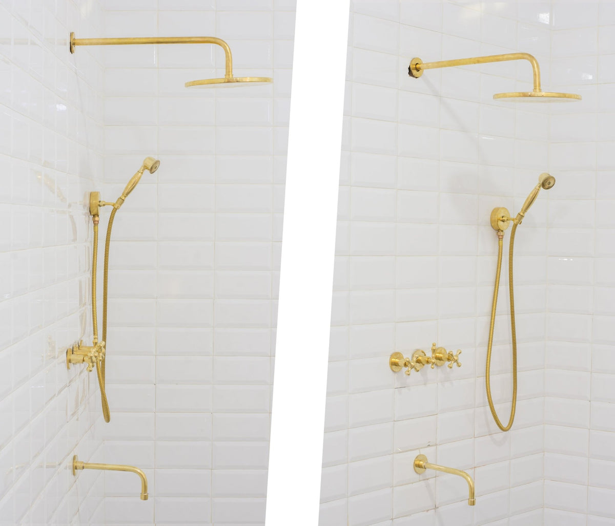 Unlacquered Brass Shower | Rain Shower Set | 3 Options - Insideast