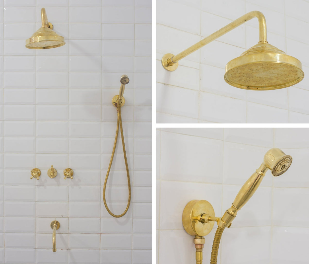 Unlacquered Brass Shower | Rain Shower Set | 3 Options - Insideast