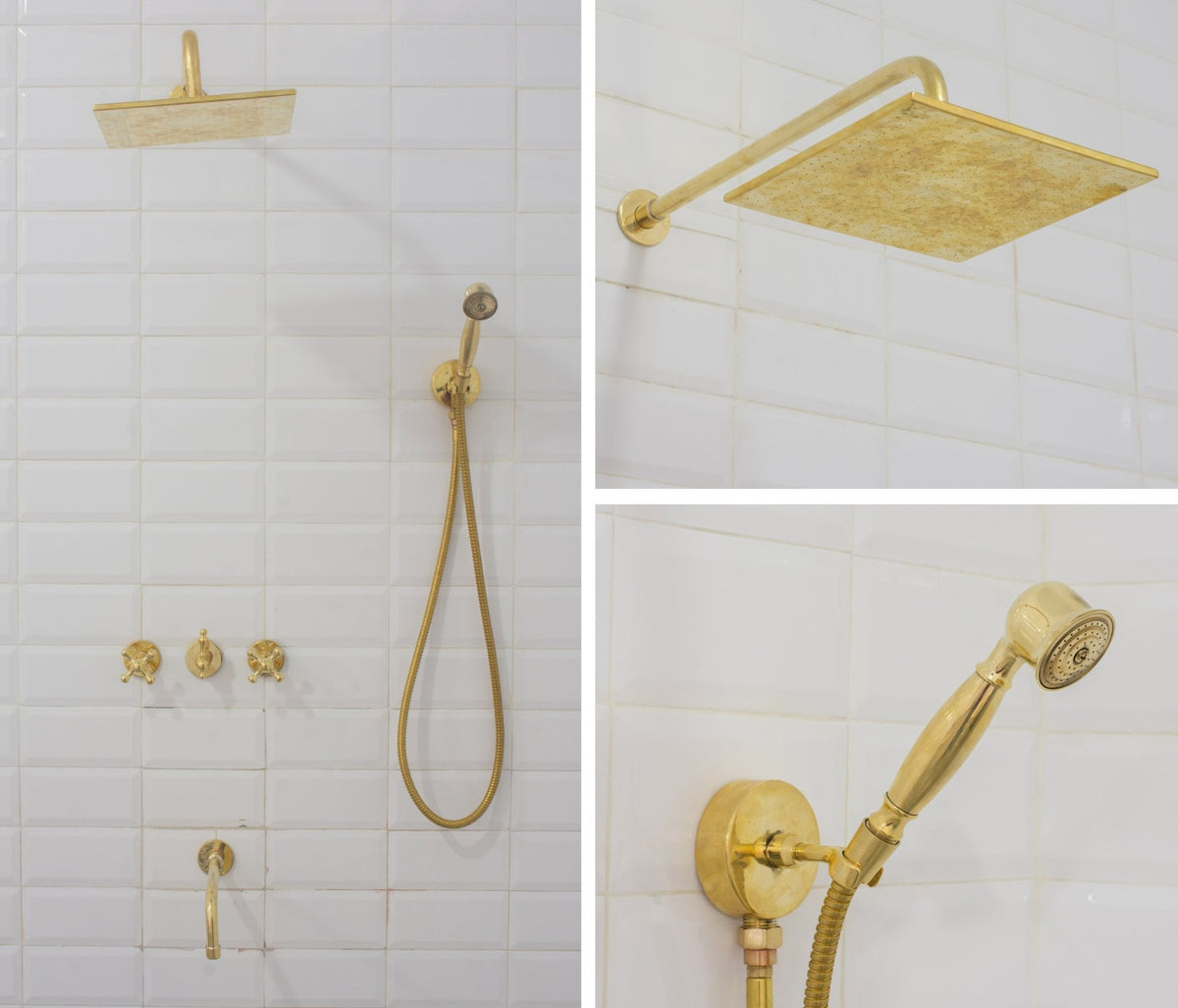 Unlacquered Brass Shower | Rain Shower Set | 3 Options - Insideast