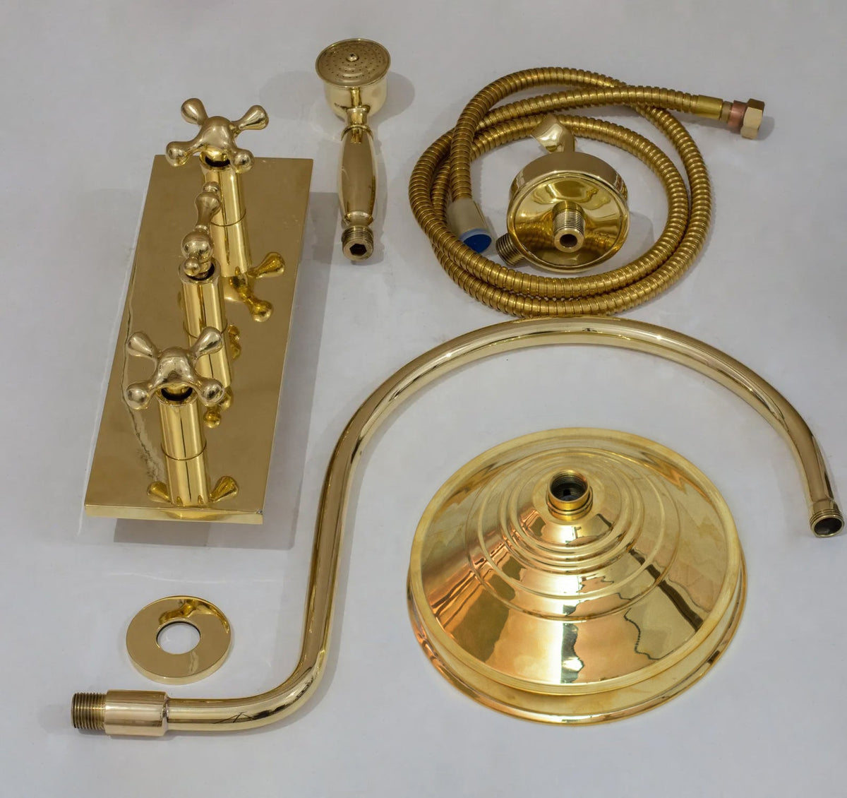 Unlacquered Brass Shower System – Built - In Showerhead with Handheld – Concealed Wall Shower Set - Insideast