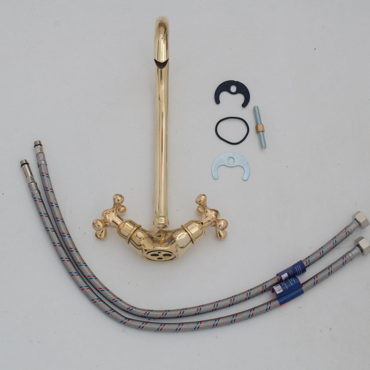 Unlacquered Brass Single - Hole Bathroom Faucet | Traditional Cross Handles - Insideast
