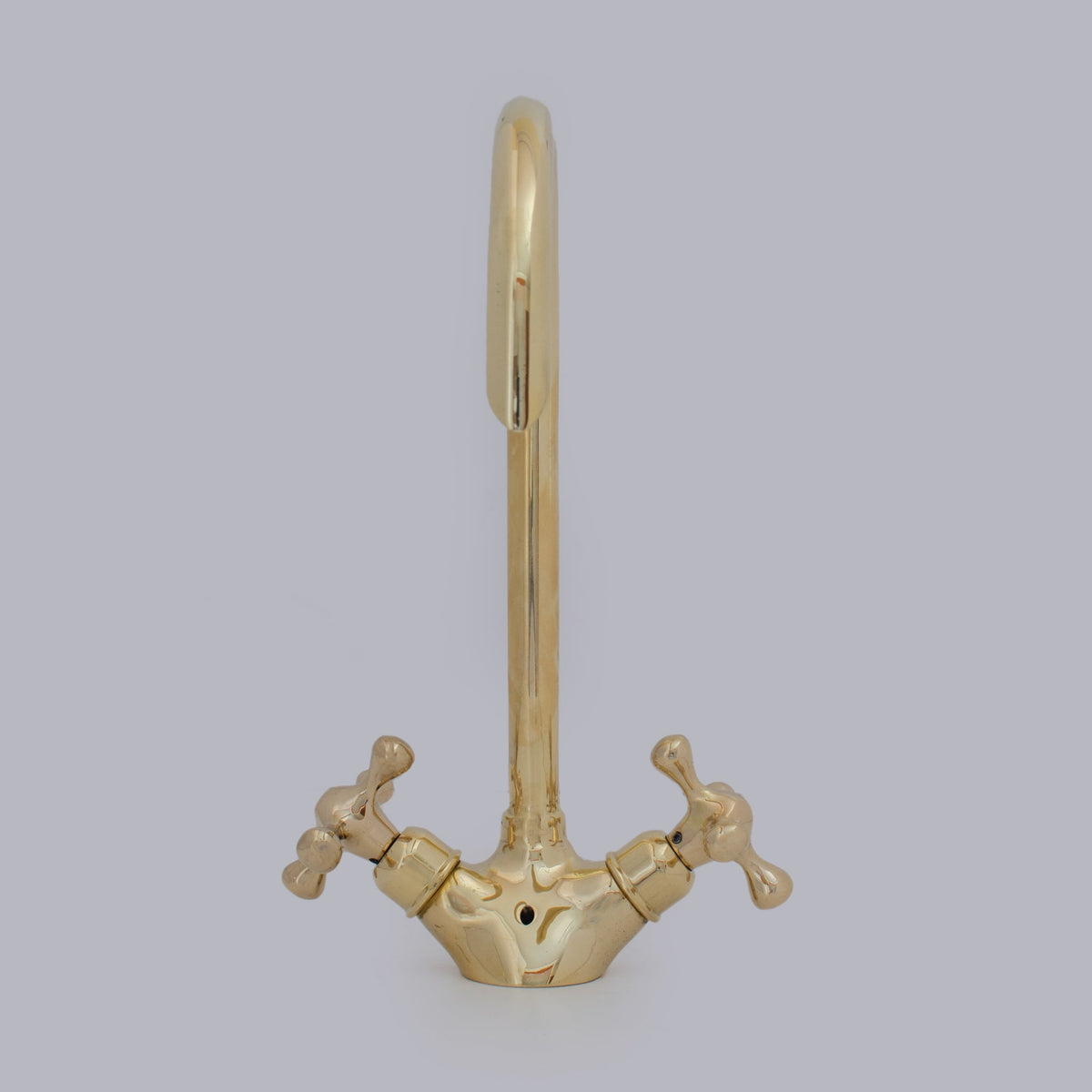 Unlacquered Brass Single - Hole Bathroom Faucet | Traditional Cross Handles - Insideast