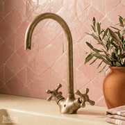 Unlacquered Brass Single - Hole Bathroom Faucet | Traditional Cross Handles - Insideast