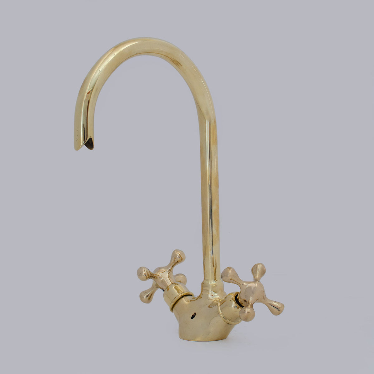 Unlacquered Brass Single - Hole Bathroom Faucet | Traditional Cross Handles - Insideast