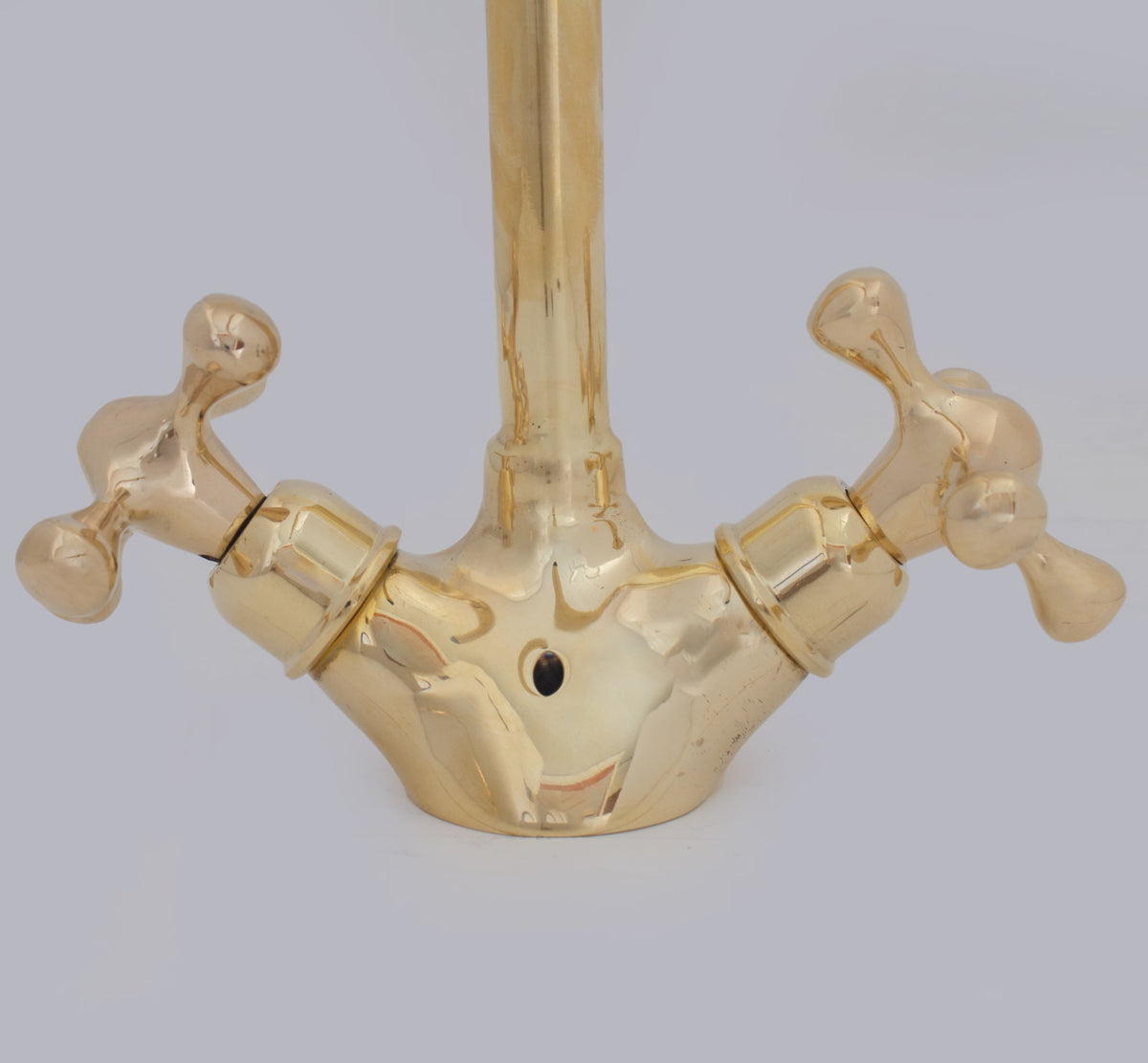Unlacquered Brass Single - Hole Bathroom Faucet | Traditional Cross Handles - Insideast
