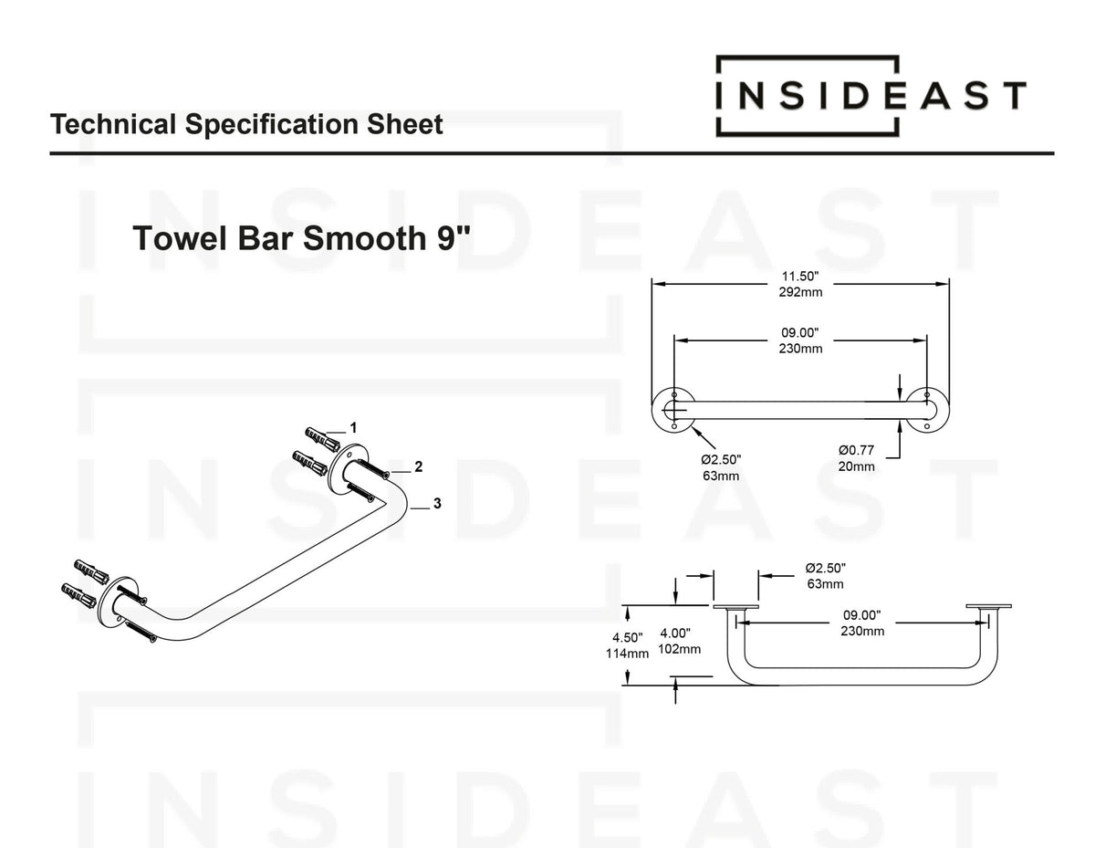 Unlacquered Brass Towel Holder, Bathroom Towel Bar, Wall Mount Towel Holder - Insideast
