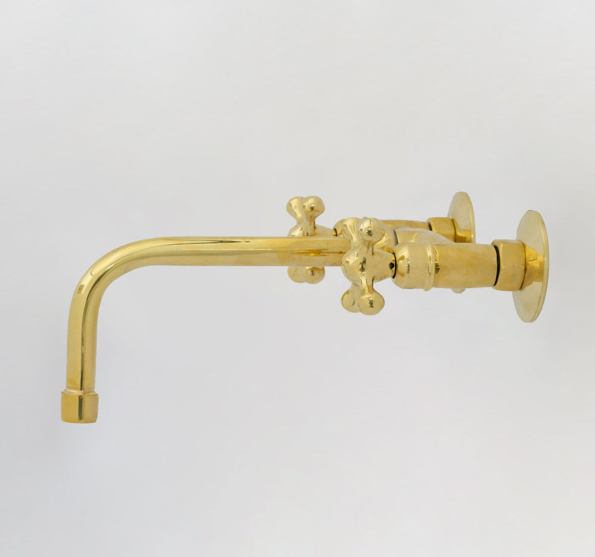 Unlacquered Brass Wall Faucet | Wall - Mounted Bridge Faucet - Insideast