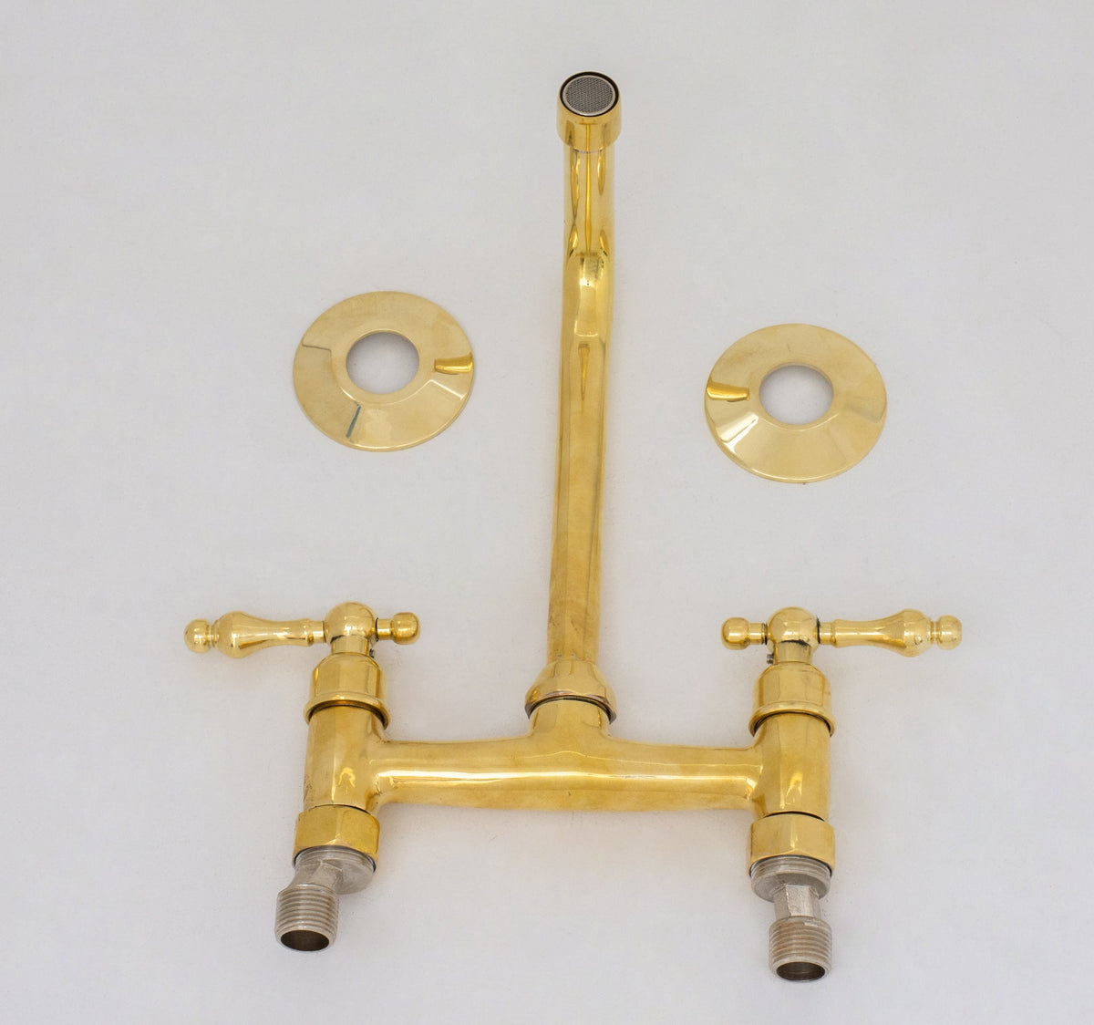 Unlacquered Brass Wall Faucet | Wall - Mounted Bridge Faucet - Insideast
