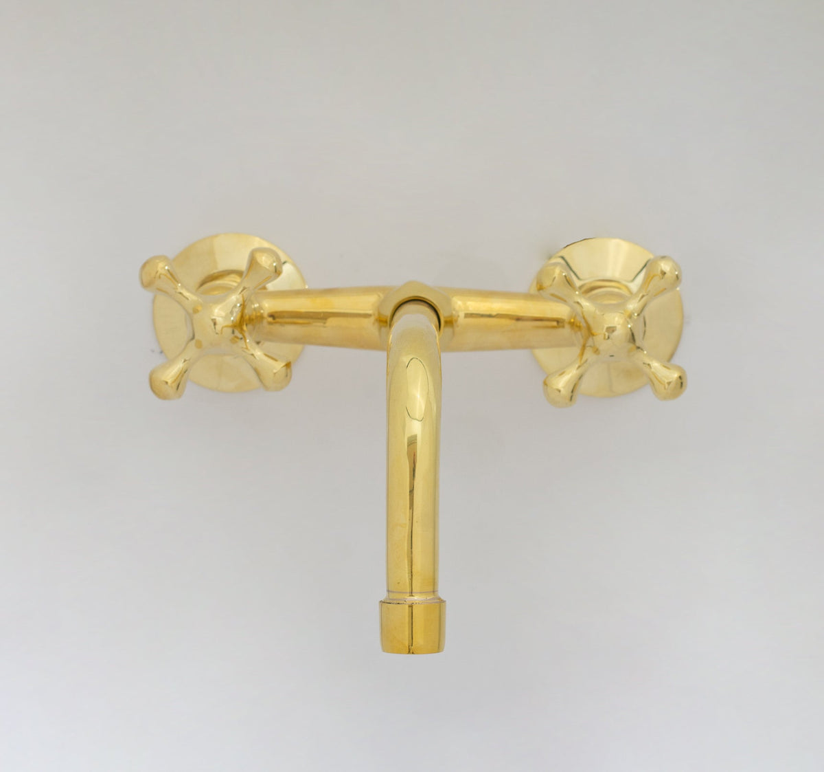 Unlacquered Brass Wall Faucet | Wall - Mounted Bridge Faucet - Insideast