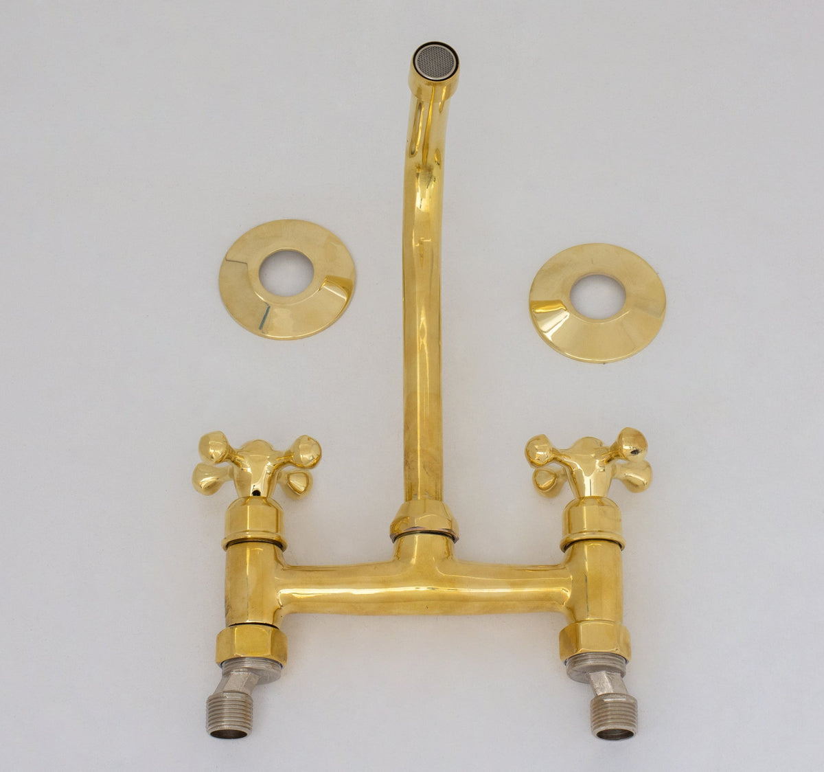 Unlacquered Brass Wall Faucet | Wall - Mounted Bridge Faucet - Insideast
