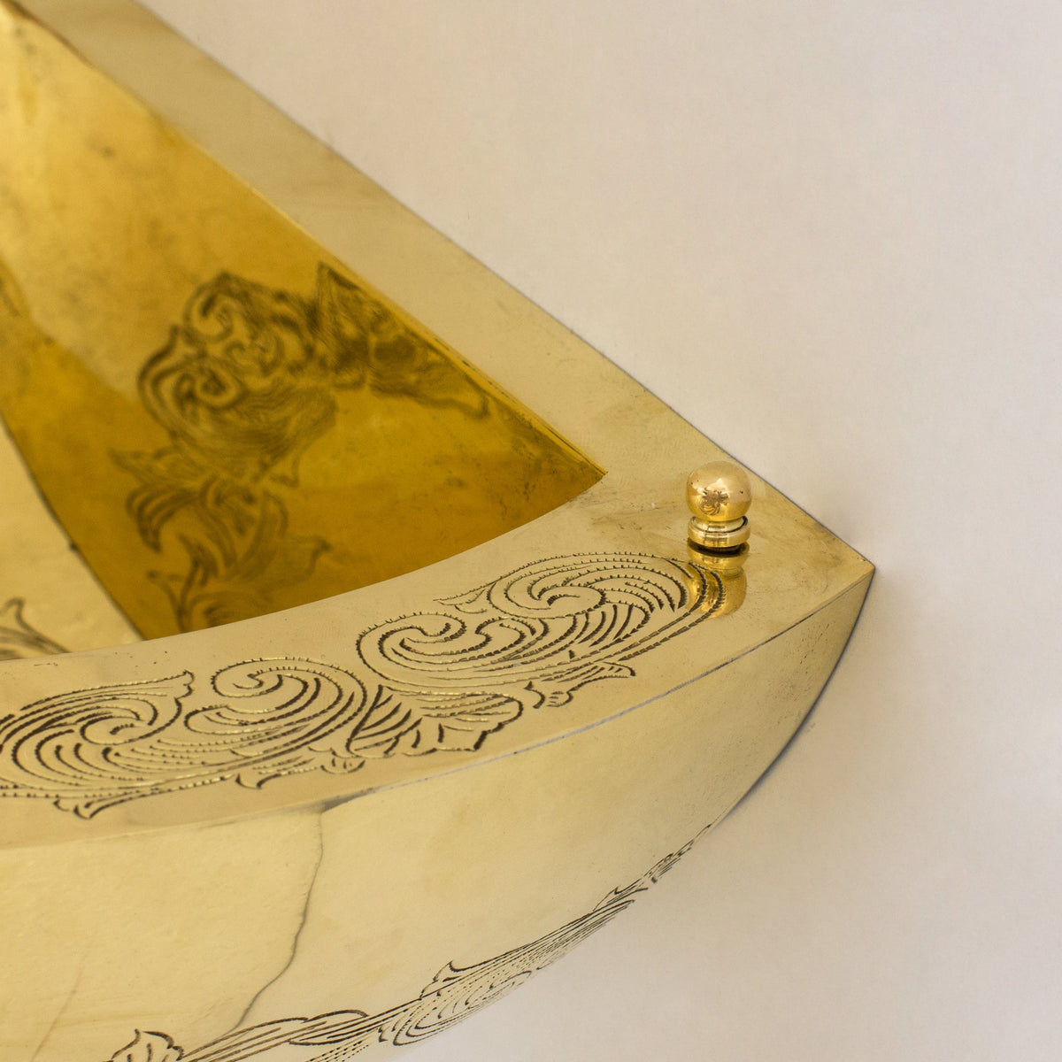 Unlacquered Brass Wall Hung Basin, Engraved Wall - Mounted Bathroom Sink - Insideast