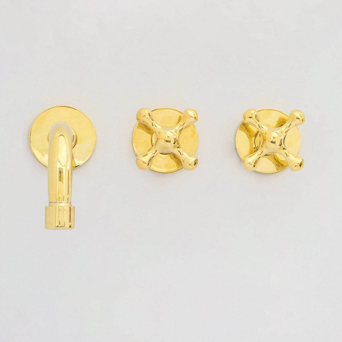 Unlacquered Brass Wall Mount Bathroom Faucet, Solid Brass Concealed Wall Faucet - Insideast