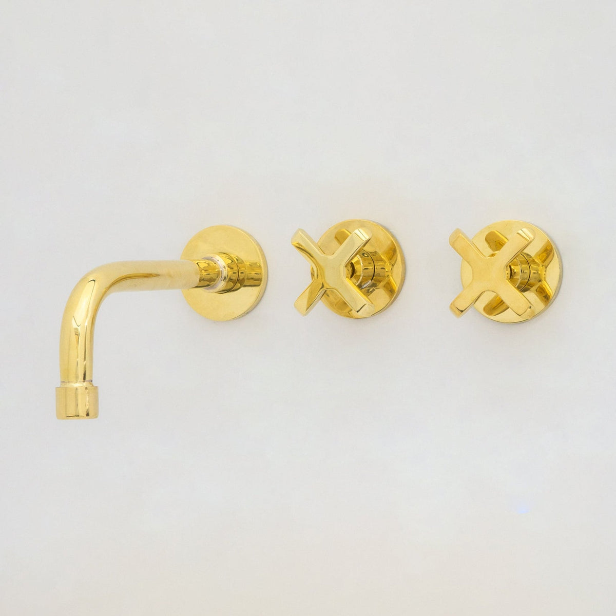 Unlacquered Brass Wall Mount Bathroom Faucet, Solid Brass Concealed Wall Faucet - Insideast