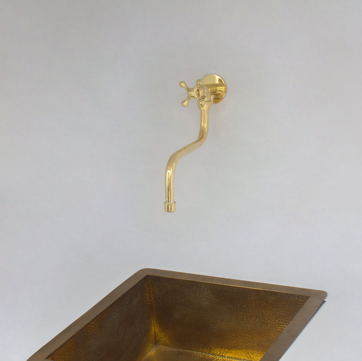 Unlacquered Brass Wall Mount Stove Faucet, Brass Pot Filler Faucet With Swiveling Neck - Insideast