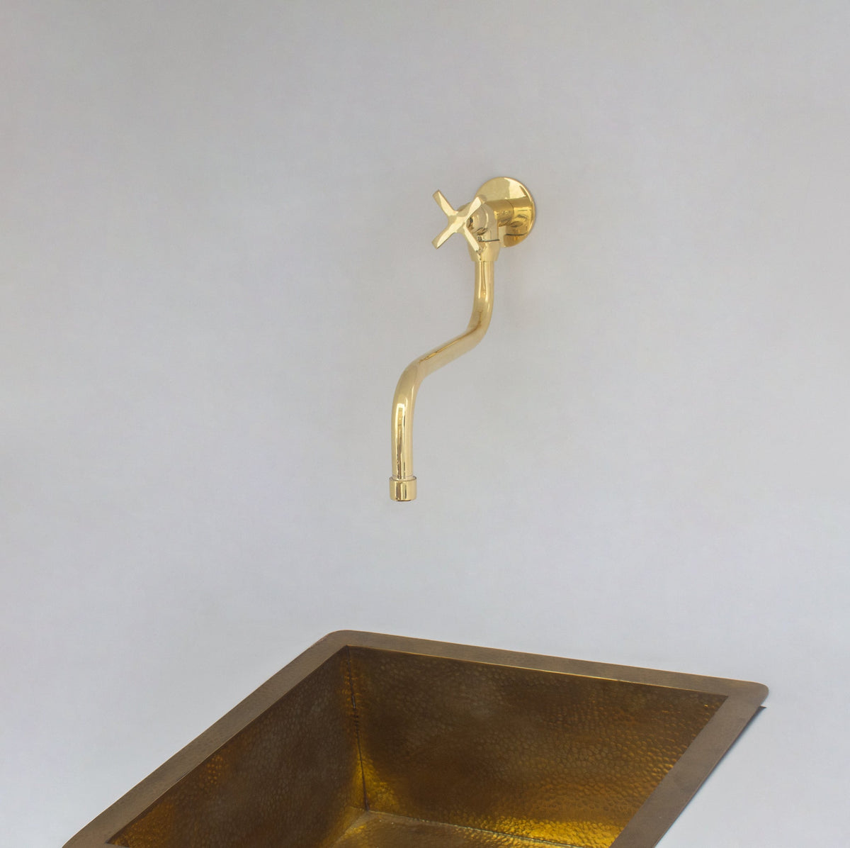 Unlacquered Brass Wall Mount Stove Faucet, Brass Pot Filler Faucet With Swiveling Neck - Insideast