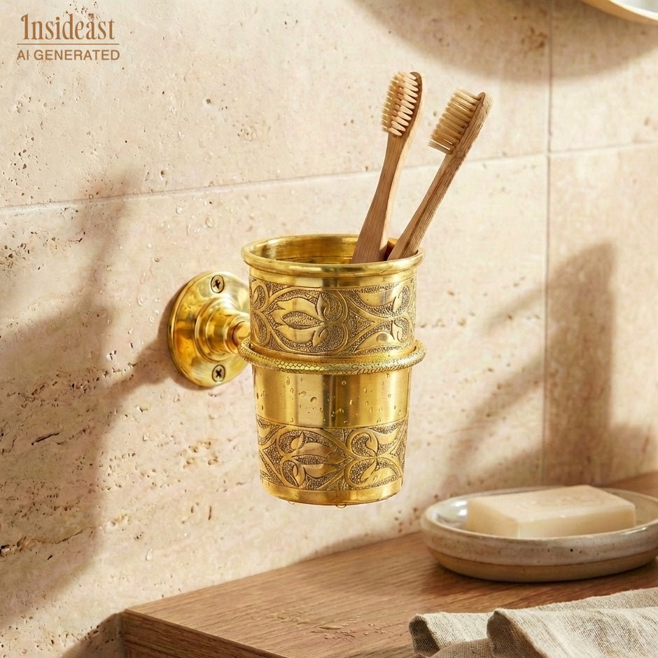 Unlacquered Brass Wall Mount Toothbrush Holder | Bathroom - Insideast