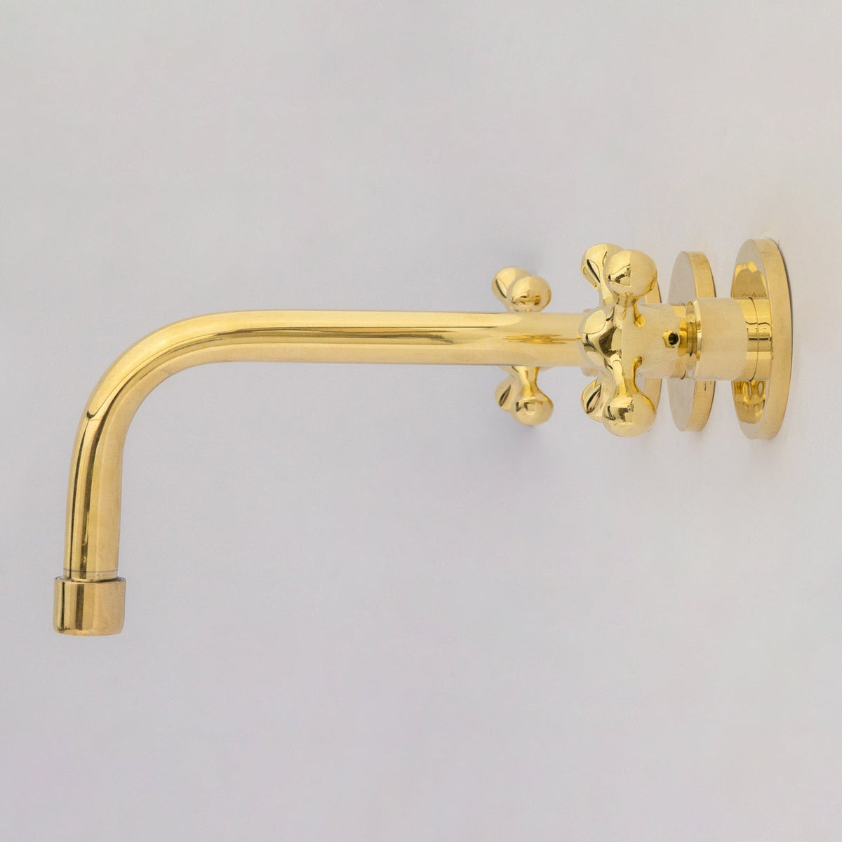 Unlacquered Brass Wall Mounted Bathroom Vessel Sink, Built In Vanity Faucet With Cross Handles - Insideast