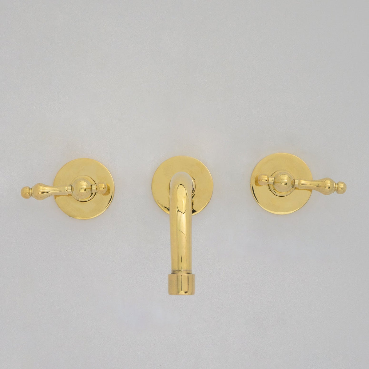 Unlacquered Brass Wall Mounted Bathroom Vessel Sink, Built In Vanity Faucet With Cross Handles - Insideast