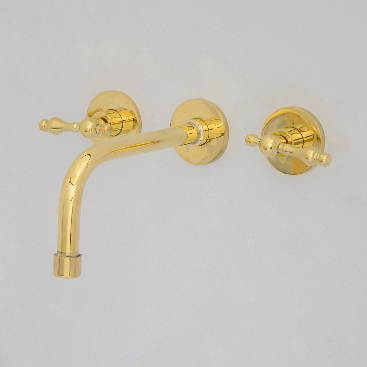 Unlacquered Brass Wall Mounted Bathroom Vessel Sink, Built In Vanity Faucet With Cross Handles - Insideast