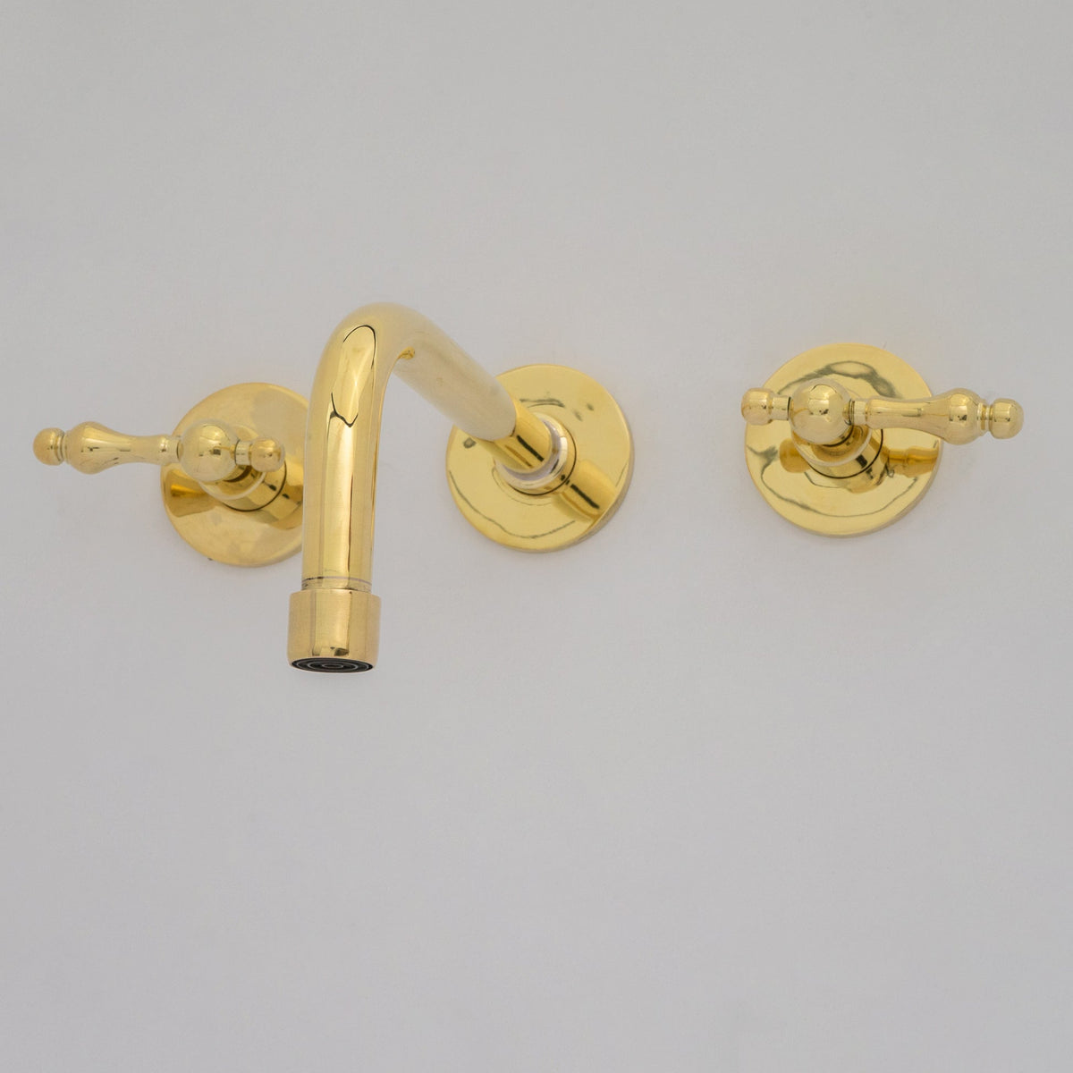 Unlacquered Brass Wall Mounted Bathroom Vessel Sink, Built In Vanity Faucet With Cross Handles - Insideast