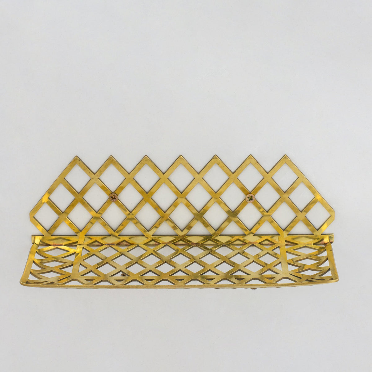 Unlacquered Brass Wall Shelf for Shower, Brass Floating Grid Shelf, Shower Draining Shelf - Insideast