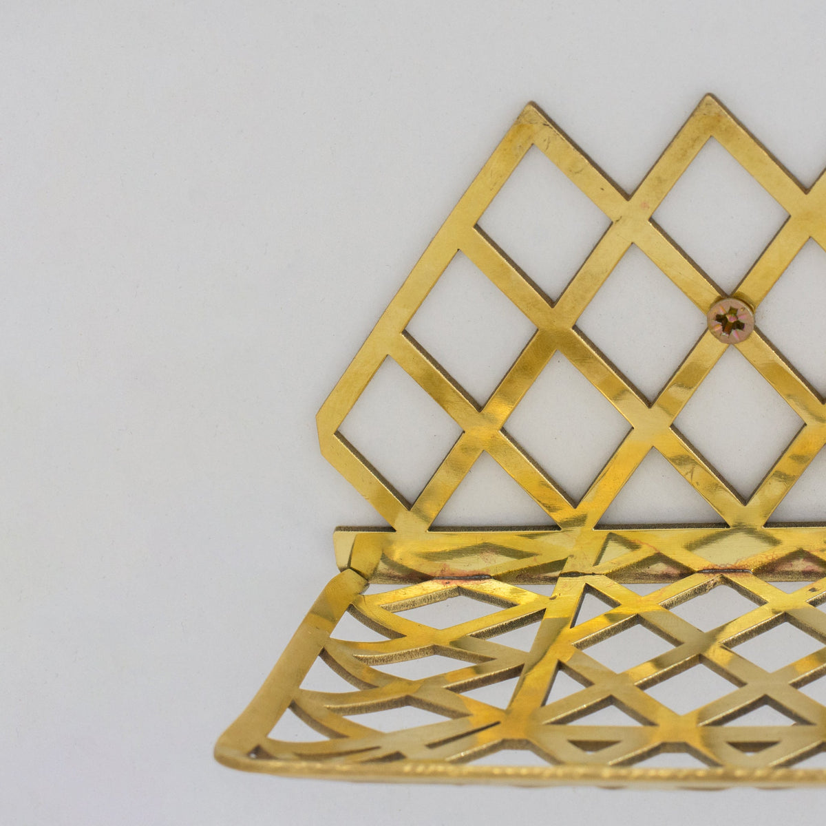 Unlacquered Brass Wall Shelf for Shower, Brass Floating Grid Shelf, Shower Draining Shelf - Insideast