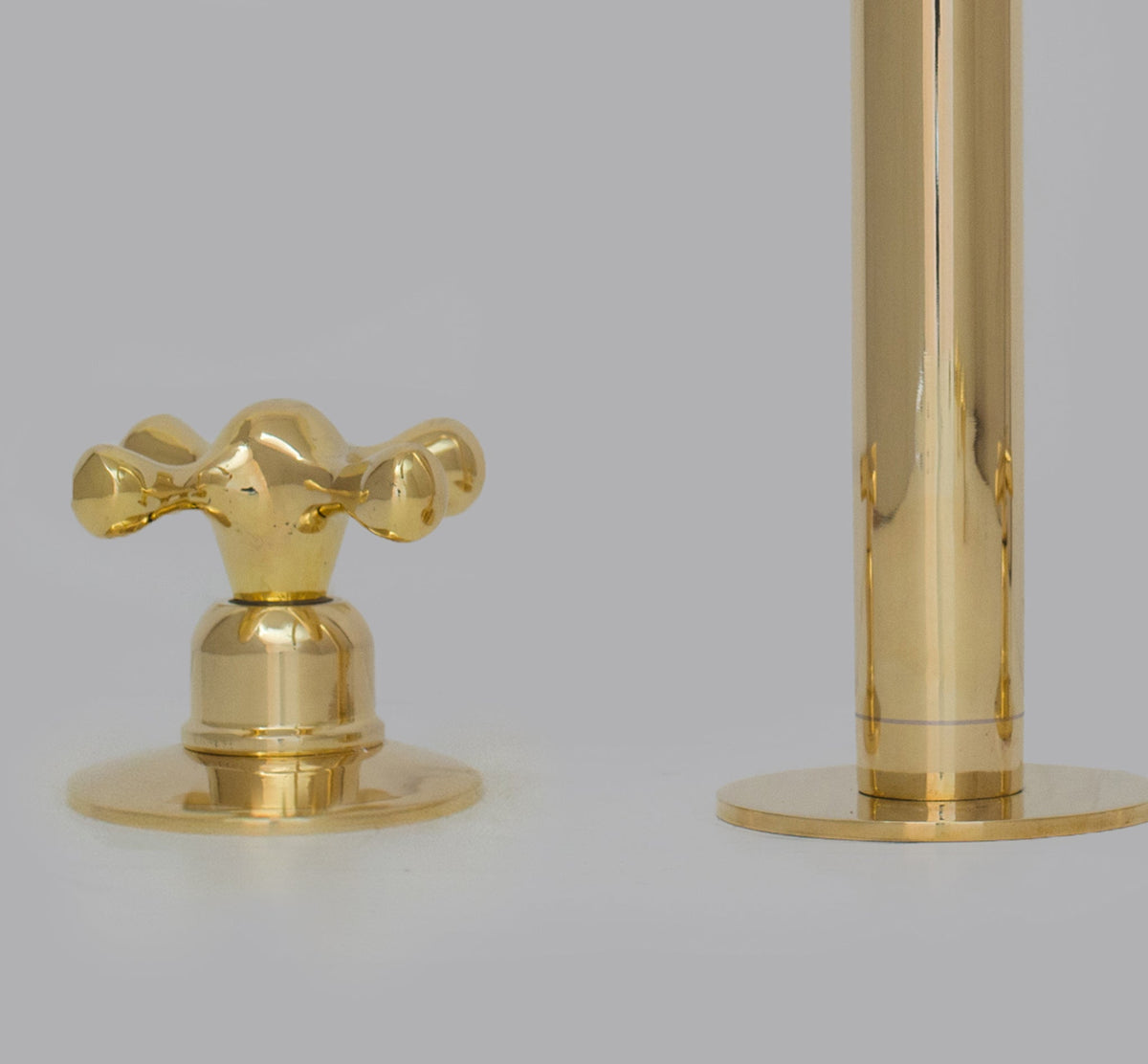 Unlacquered Brass Widespread Kitchen Faucet, Solid Brass 3 - Holes Deck Mount Faucet, Simple Cross Handles - Insideast
