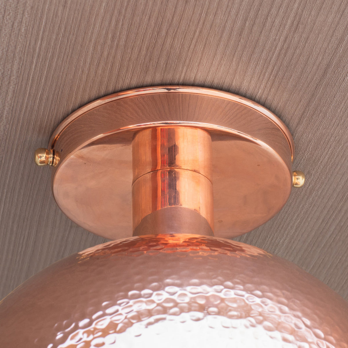 Unlacquered Copper Ceiling Light, Hammered Copper Flush Mount Light, Copper Ceiling Pendant - Insideast