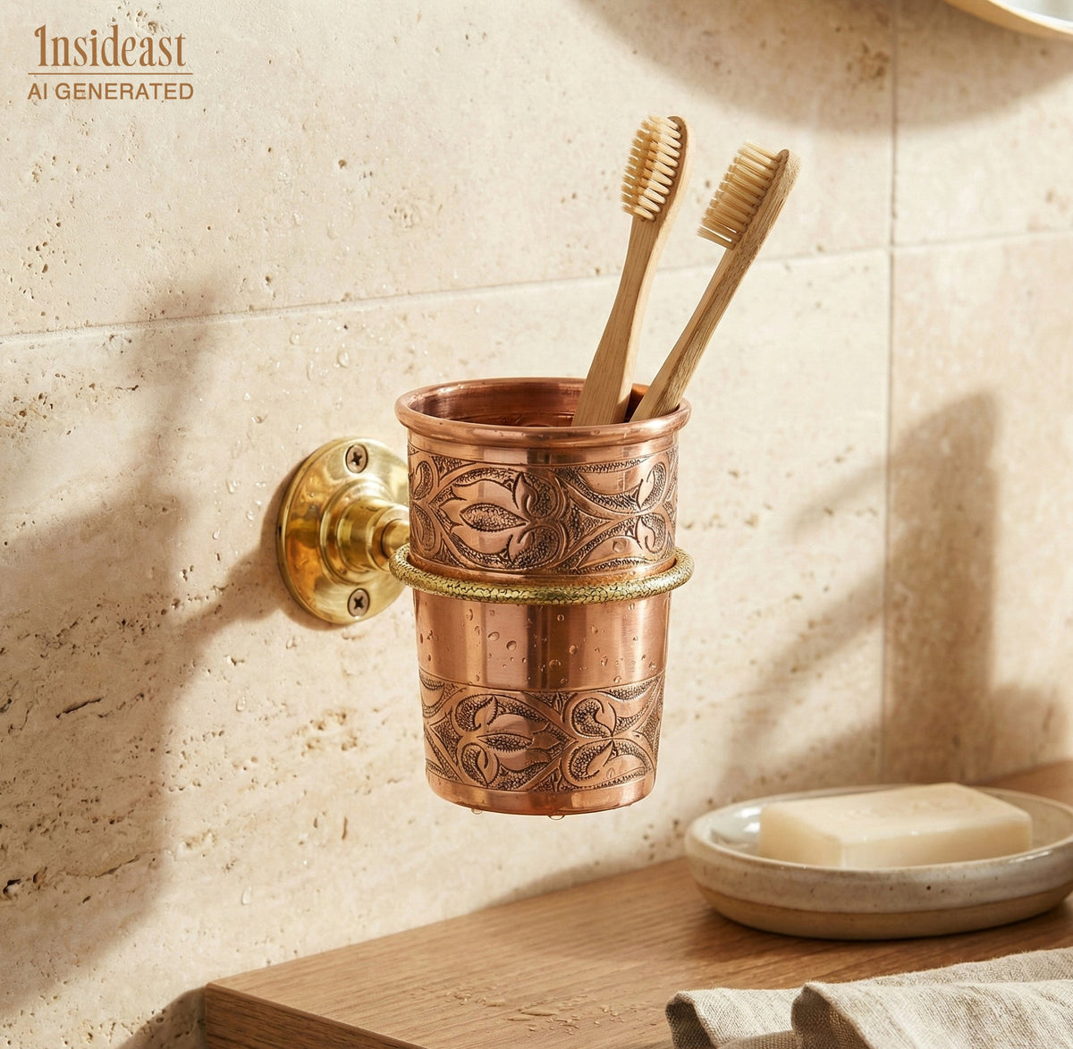Unlacquered Copper Wall Mount Toothbrush Holder | Bathroom - Insideast