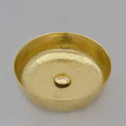 Unlacquered Hammered Brass Countertop Washbasin, Solid Brass Bathroom Vessel Sink - Insideast