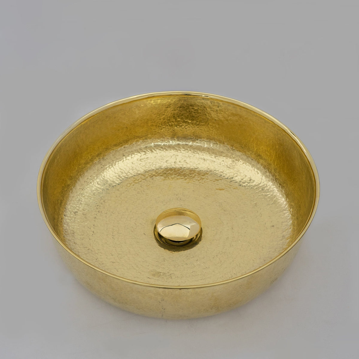 Unlacquered Hammered Brass Countertop Washbasin, Solid Brass Bathroom Vessel Sink - Insideast