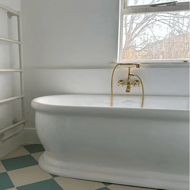 Unlacquered Solid Brass Telephone Tub Filler with Handheld - Insideast
