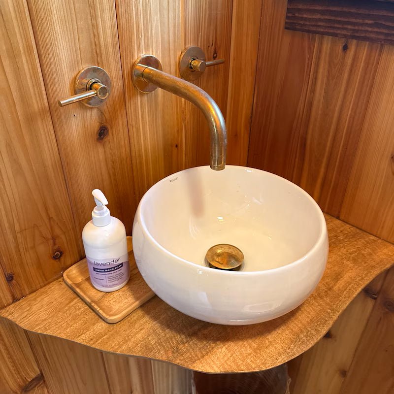 Unlacquered Solid Brass Wall Mounted Bathroom Vessel Sink Faucet, Antique Basin Vanity Faucet - Insideast