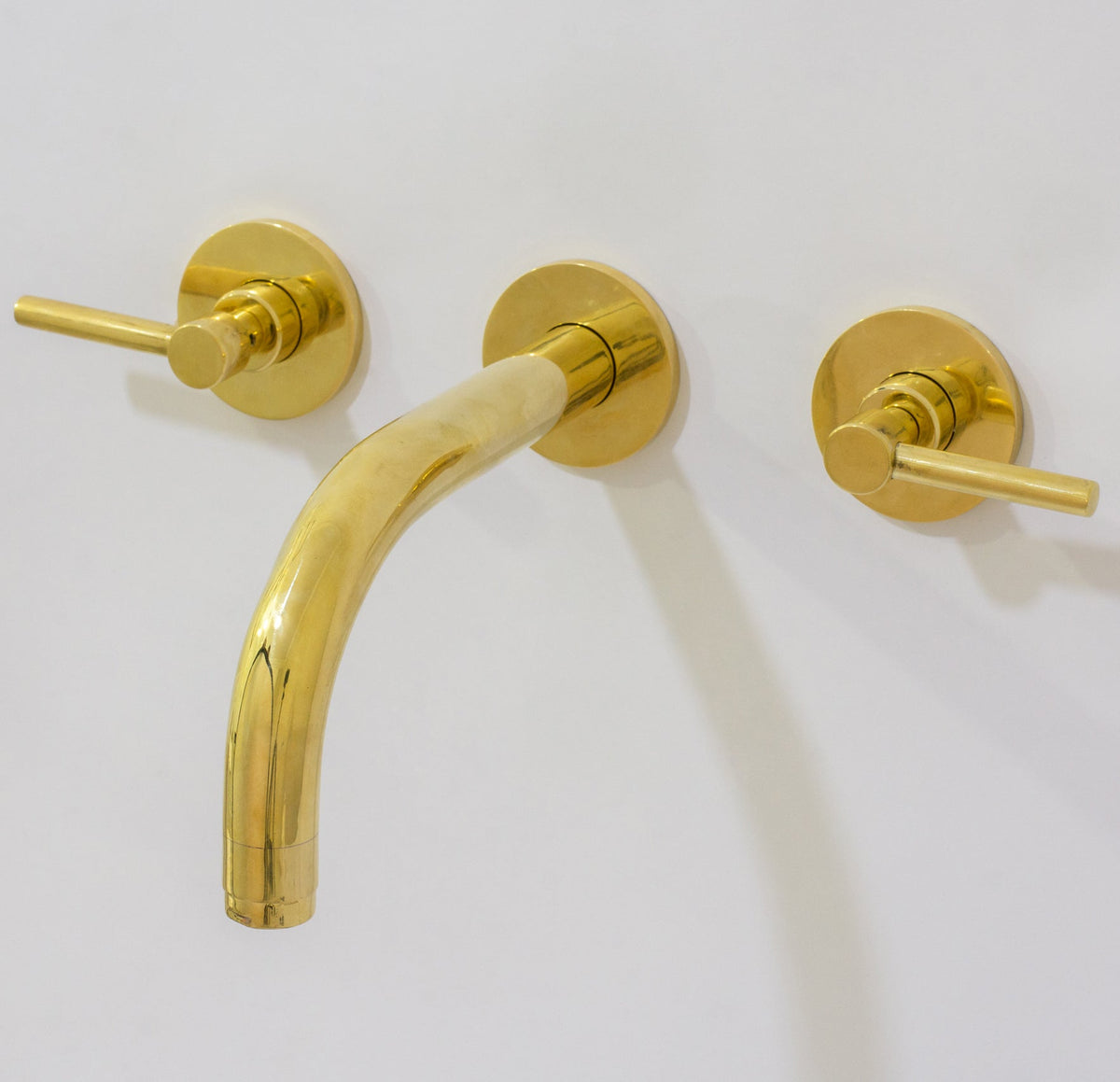 Unlacquered Solid Brass Wall Mounted Bathroom Vessel Sink Faucet, Antique Basin Vanity Faucet - Insideast