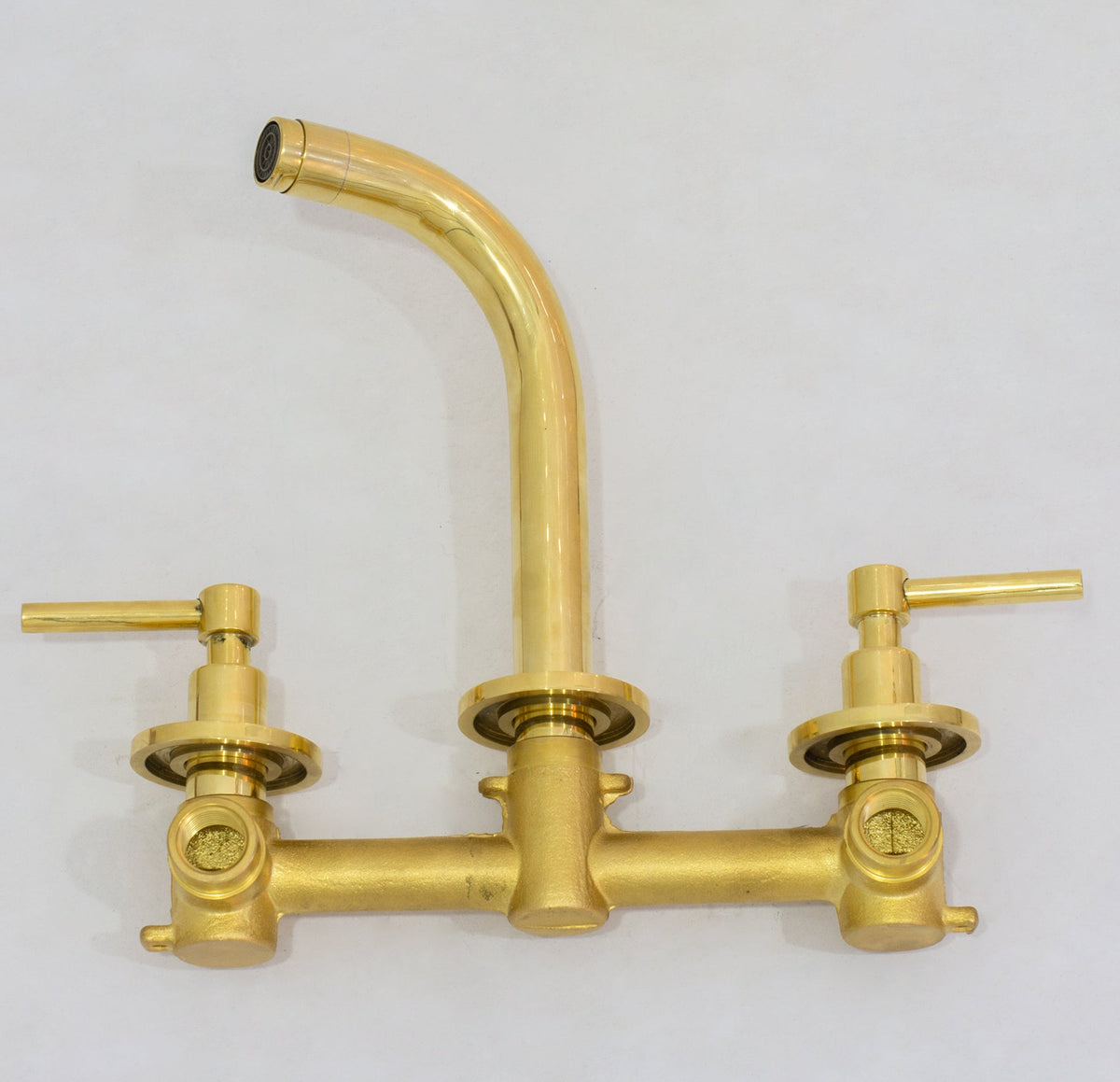 Unlacquered Solid Brass Wall Mounted Bathroom Vessel Sink Faucet, Antique Basin Vanity Faucet - Insideast