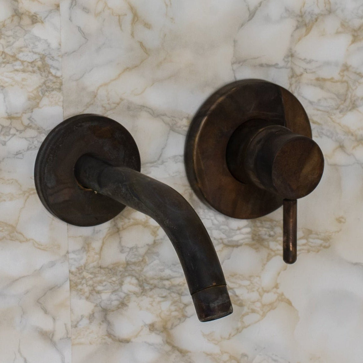 Vintage Bathroom Wall Faucet, Aged Brass Built - in Faucet, Concealed Mixer Tap, Recessed Basin Mixer Faucet - Insideast