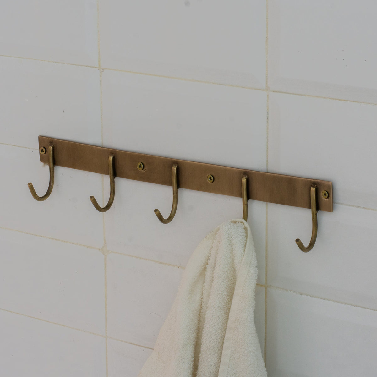 Vintage Brass Hooks Rail | Coat Rack Hooks - Insideast