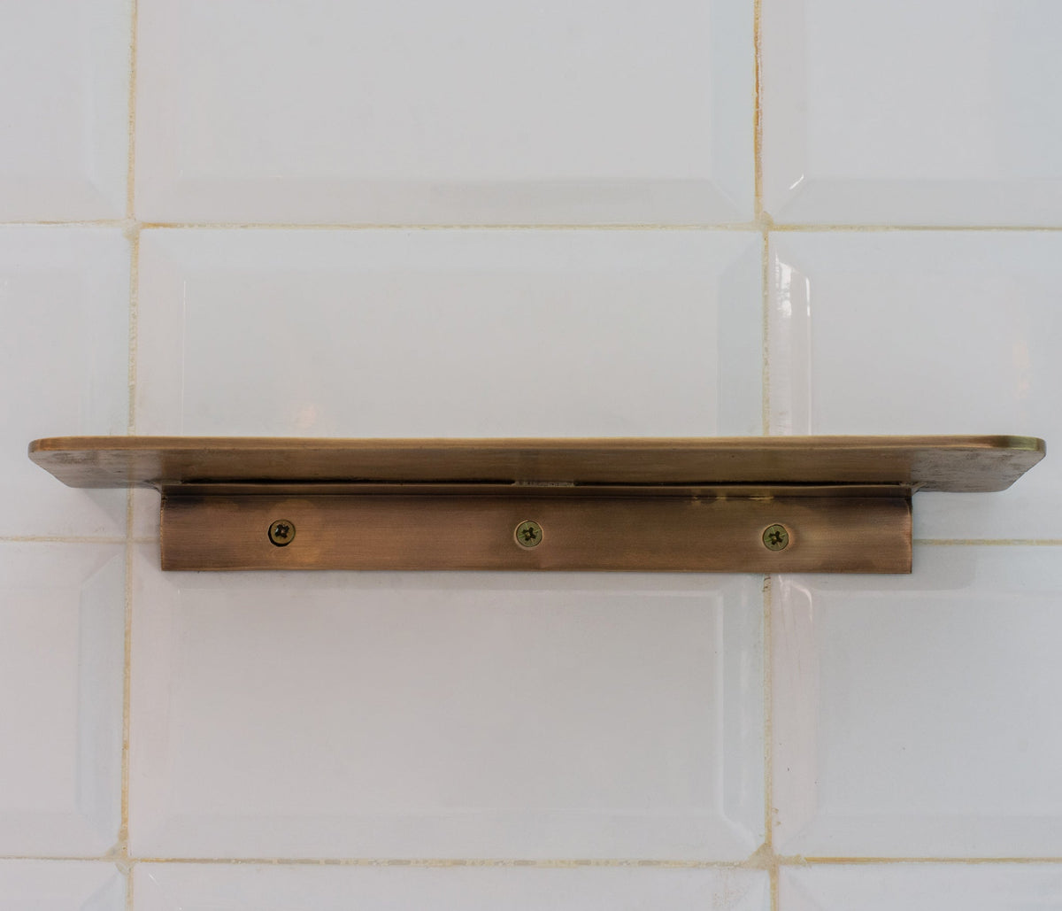 Vintage Brass Wall - Mounted Shower Shelf | Aged Brass Floating Shelf - Insideast
