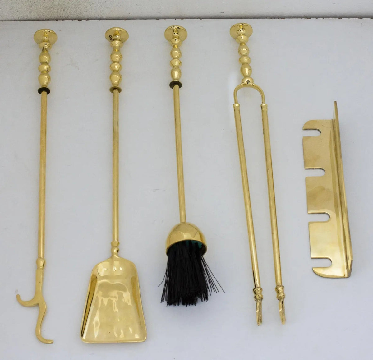 Wall - Mounted Solid Brass Fireplace Tools, Handcrafted Fireplace Set - Insideast