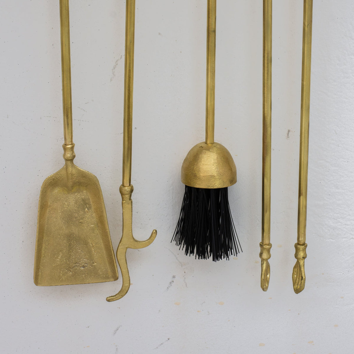 Wall - Mounted Solid Brass Fireplace Tools, Handcrafted Fireplace Set - Insideast