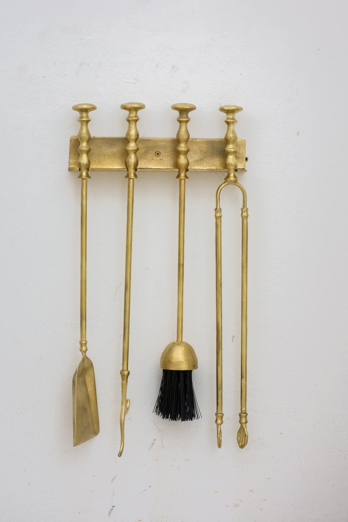 Wall - Mounted Solid Brass Fireplace Tools, Handcrafted Fireplace Set - Insideast