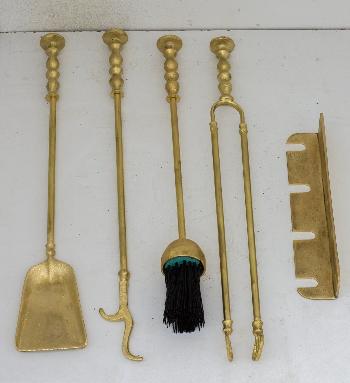 Wall - Mounted Solid Brass Fireplace Tools, Handcrafted Fireplace Set - Insideast