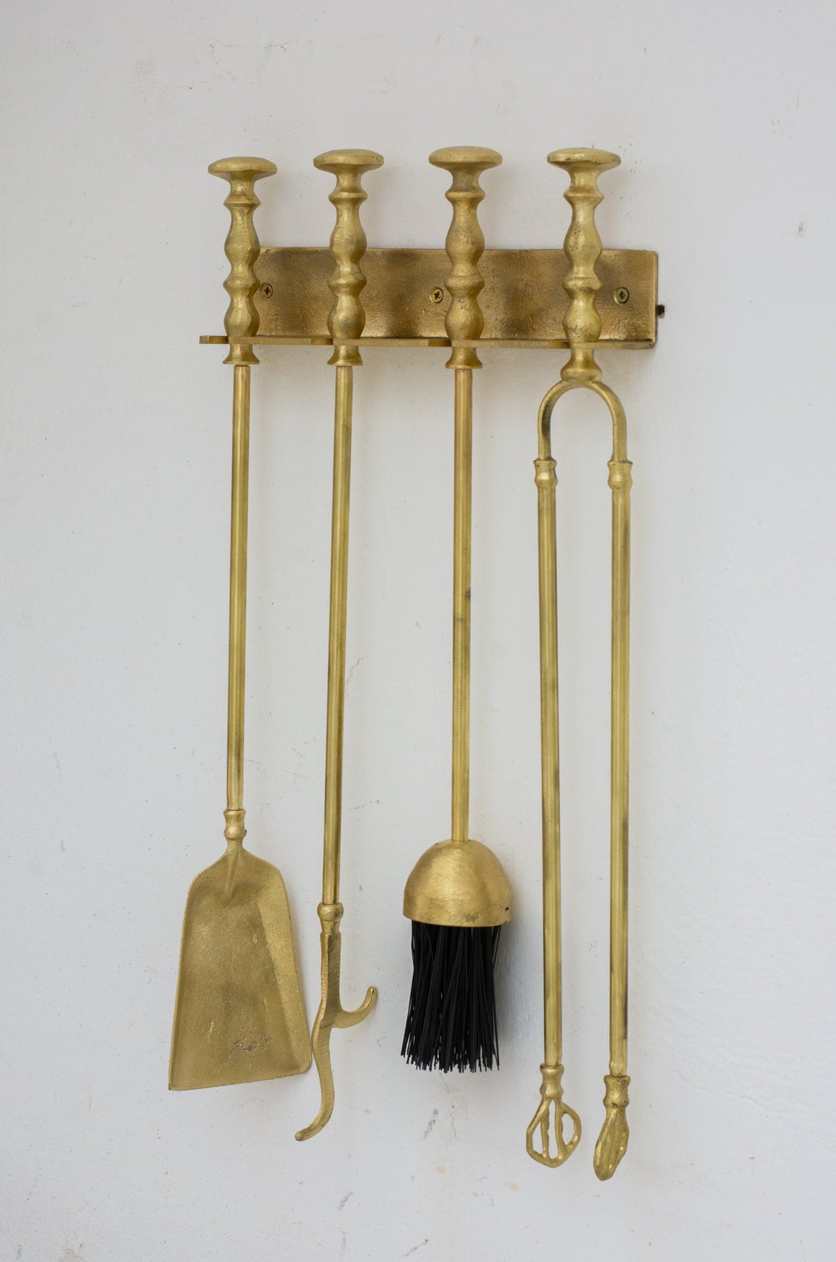 Wall - Mounted Solid Brass Fireplace Tools, Handcrafted Fireplace Set - Insideast