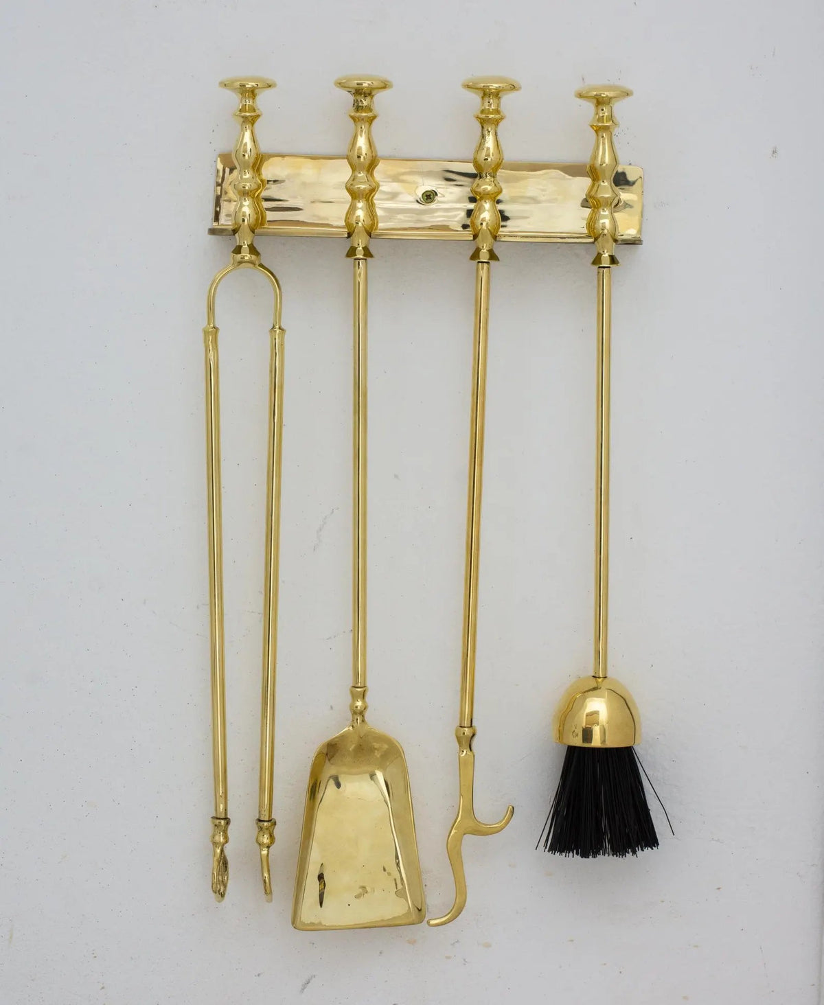 Wall - Mounted Solid Brass Fireplace Tools, Handcrafted Fireplace Set - Insideast