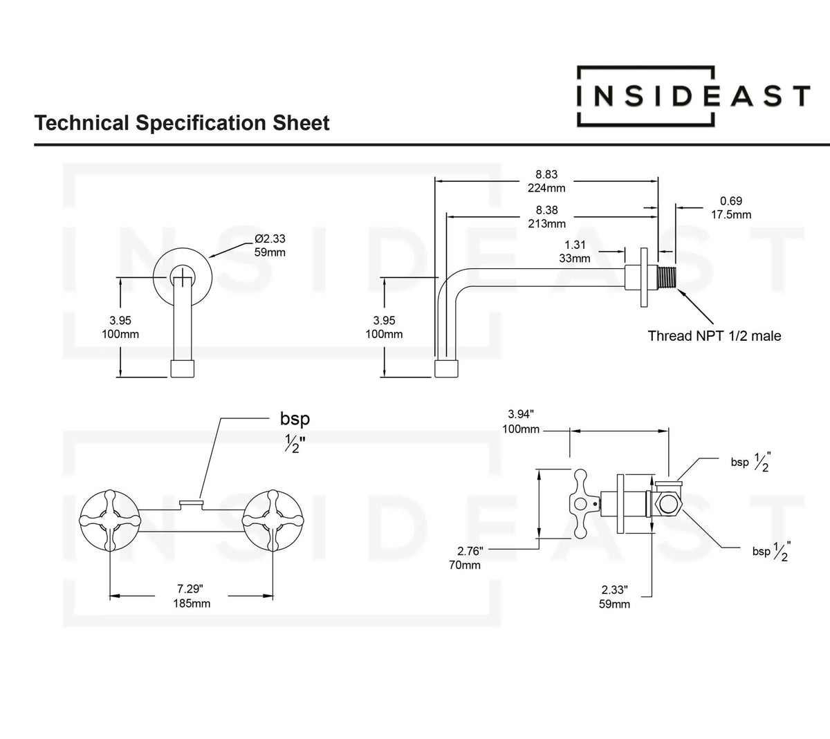 Wall Mounted Tub Filler – Bath Tub Filler - Insideast
