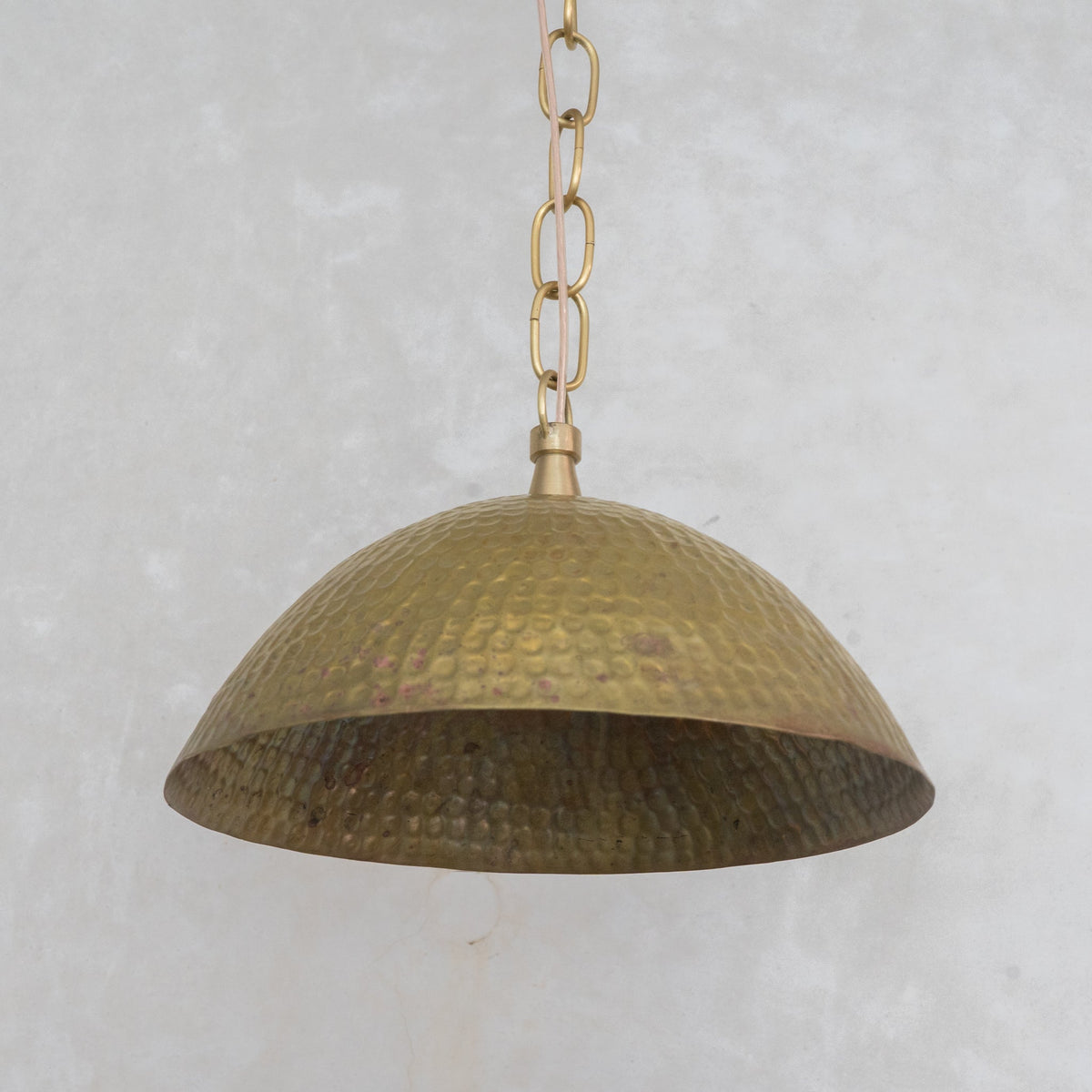 Weathered Antique Brass Dome Pendant - Hammered Moroccan Brass Light - Insideast